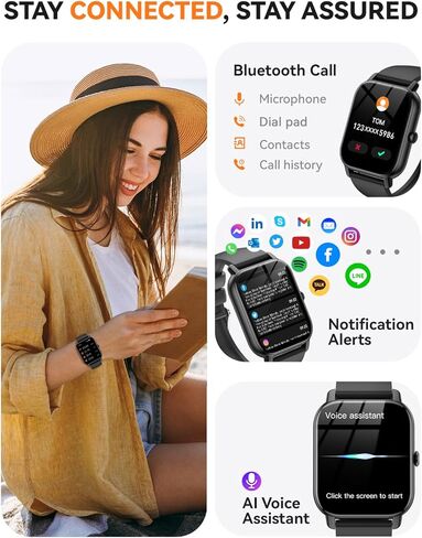 Smart Watches for Men Women(Answer/Make Call), 1.85 inch HD Fitness Tracker Watch with Activity Counter/Sleep Monitor/ 110+ Sports Modes, IP68 Waterproof Smart Watch for Andriod iPhone iOS Compatible in Saudi Arabia