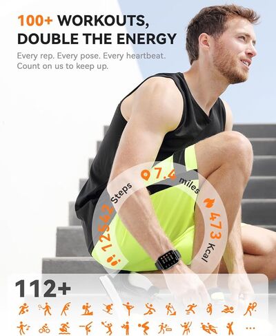 Smart Watches for Men Women(Answer/Make Call), 1.85 inch HD Fitness Tracker Watch with Activity Counter/Sleep Monitor/ 110+ Sports Modes, IP68 Waterproof Smart Watch for Andriod iPhone iOS Compatible in Saudi Arabia