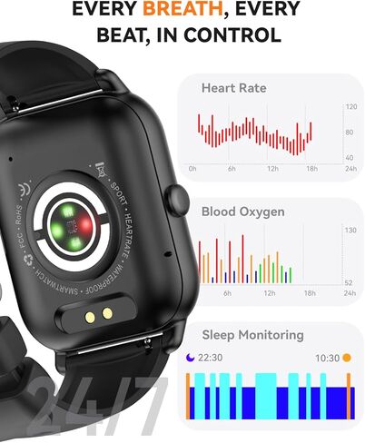 Smart Watches for Men Women(Answer/Make Call), 1.85 inch HD Fitness Tracker Watch with Activity Counter/Sleep Monitor/ 110+ Sports Modes, IP68 Waterproof Smart Watch for Andriod iPhone iOS Compatible in Saudi Arabia