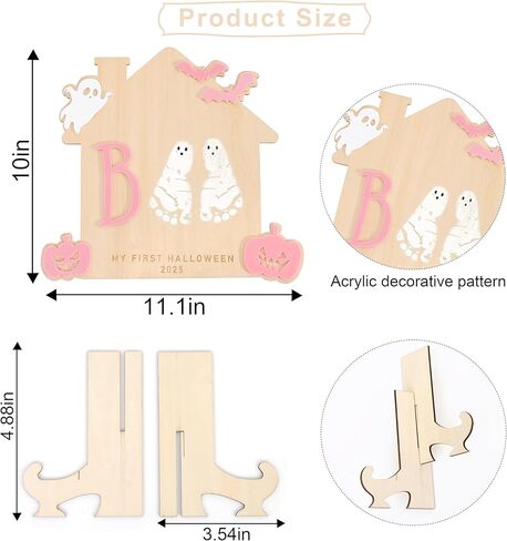 DIY Halloween Footprint or Handprint Art Sign | Trick or Treat | My Little Boo | Baby’s First Halloween Keepsake | Kid Craft | 2024 | Engraved (Trick or Treat Footprint) in Kuwait
