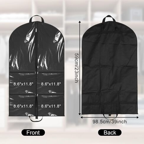3Pack Garment Bags for Dance Costumes, Clear Dance Garment Bags for Dancers, Kids Garments Bag with 4 Zipper Pockets for Hanging Clothes Dances Competitions, Ballet, Theatre(Black) in Saudi Arabia