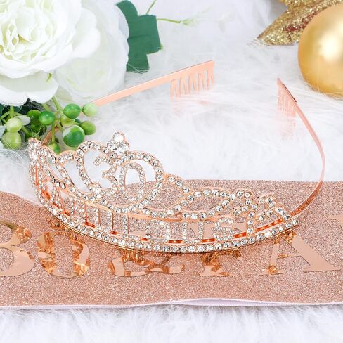 50th Birthday Crown and Sash for Women, Rose Gold '50 & Fabulous' Tiara Birthday Gift in Saudi Arabia