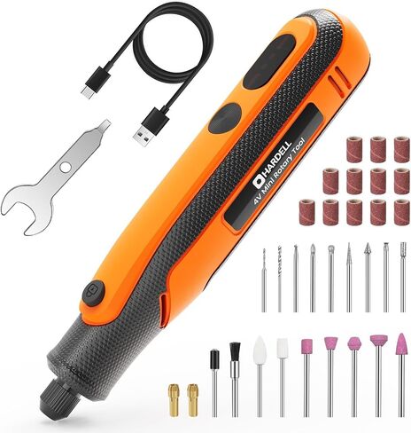 HARDELL Mini Cordless Rotary Tool kit 4V, 3 Variable Speeds Rotary Tool with 32pcs Accessories,Type-C Charging Power, for Engraving, Sanding, Grinding, Polishing, Etching, Diy Crafting in Kuwait