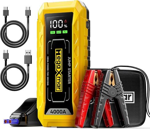 60w PD Battery Jump Starter 27000mAh 4000A, All Gas, 10L Diesel Engine, 12V car Battery Portable Jumper Box, Type C Booster Car Jumper Cable Pack in Saudi Arabia