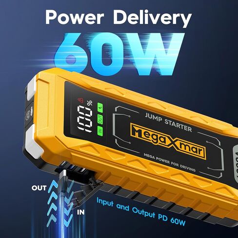 60w PD Battery Jump Starter 27000mAh 4000A, All Gas, 10L Diesel Engine, 12V car Battery Portable Jumper Box, Type C Booster Car Jumper Cable Pack in Saudi Arabia