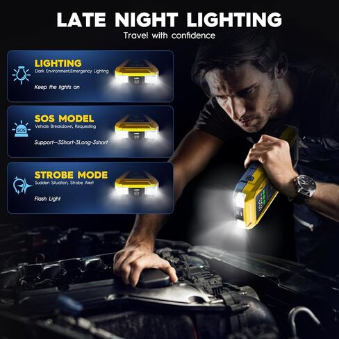 60w PD Battery Jump Starter 27000mAh 4000A, All Gas, 10L Diesel Engine, 12V car Battery Portable Jumper Box, Type C Booster Car Jumper Cable Pack in Saudi Arabia