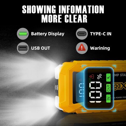 60w PD Battery Jump Starter 27000mAh 4000A, All Gas, 10L Diesel Engine, 12V car Battery Portable Jumper Box, Type C Booster Car Jumper Cable Pack in Saudi Arabia