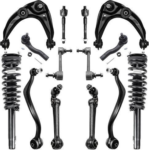 Detroit Axle - 2.5 لتر الطرف الأمامي 14PC مجموعة تعليق لعام 2010 2011 2012 Ford Fusion ، دعامات جاهزة ، أذرع التحكم الخلفية العلوية والسفلية للأمام ، قضبان التعادل الداخلية والخارجية ، استبدال شريط التأثير in Saudi Arabia