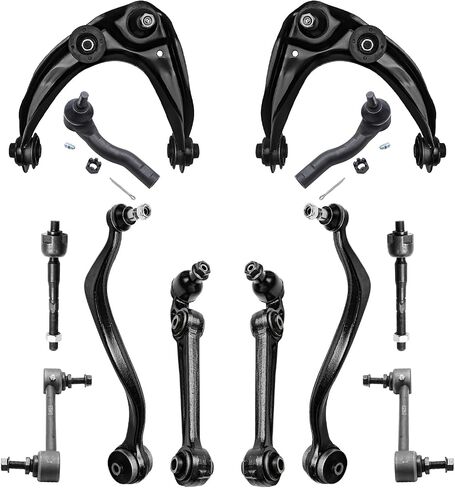Detroit Axle - 2.5 لتر الطرف الأمامي 14PC مجموعة تعليق لعام 2010 2011 2012 Ford Fusion ، دعامات جاهزة ، أذرع التحكم الخلفية العلوية والسفلية للأمام ، قضبان التعادل الداخلية والخارجية ، استبدال شريط التأثير in Saudi Arabia