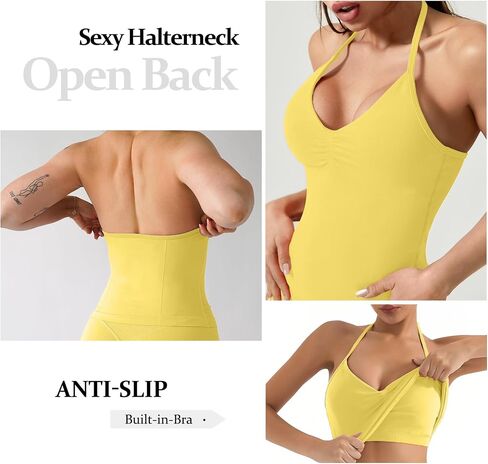 JGS1996 2 Piece Workout Sets for Women Halter Sports Bras Tank Top Scrunch Butt Biker Shorts Women Tummy Control Gym Sets in Saudi Arabia