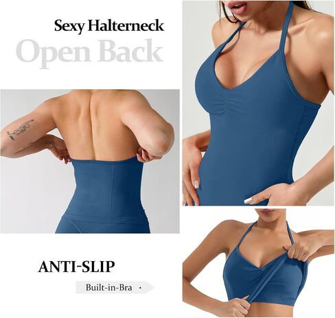 JGS1996 2 Piece Workout Sets for Women Halter Sports Bras Tank Top Scrunch Butt Biker Shorts Women Tummy Control Gym Sets in Saudi Arabia