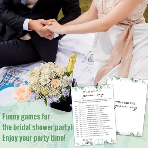 Who Knows The Bride Best Bridal Shower Game Wedding Shower Games, Bridal Shower Games 30 Guests for Engagement Wedding Party, Bridal Games for Showers (Eucalyptus Botanical Style) -0010 in Saudi Arabia