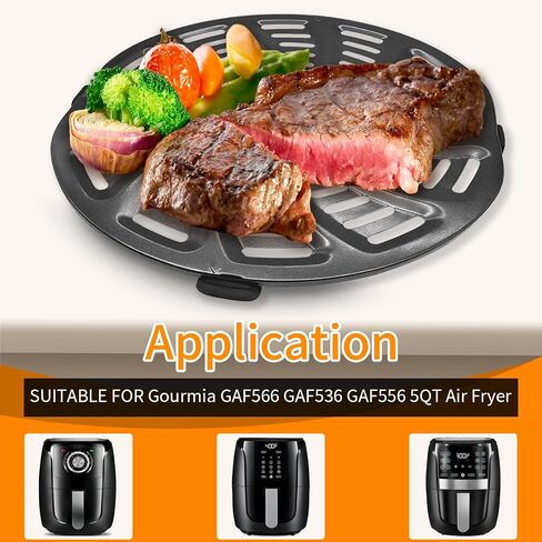 مقلاة الهواء للشواء عموم لGourmia 7 QT GAF716 GAF778 GAF798 مقلاة الهواء، بيضاوية غير لاصقة 8.97 بوصة * 8.97 بوصة مقلاة الهواء استبدال أجزاء صينية الملحقات رف سلة شواء لوحة هش لوحة مع مصدات مطاطية in Kuwait