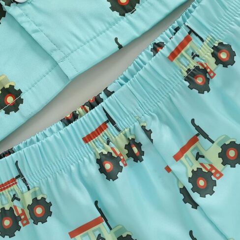 Biayxms Toddler Boy Silk Pajamas Set Button Down Dinasour Long Sleeve Shirts Tops and Pants Two Piece Satin Pj Lounge Sets in Kuwait