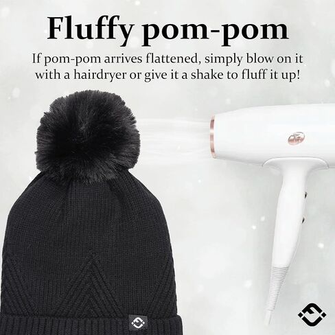Funky Junque Basics Womens Pom Pom Beanie Winter Hats Cute Diagonal Pattern Fleece Lined Warm Stocking Caps Pompom Toboggan in Saudi Arabia