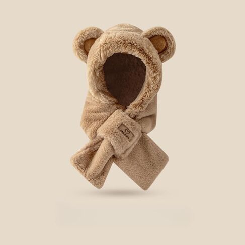 Women Kawaii Bear Bean Beanie Hat Divf 2 in 1 ، Sherpa Fleece Fuzzy Hat اليابانية الشتاء الدافئ القبعة. in Saudi Arabia