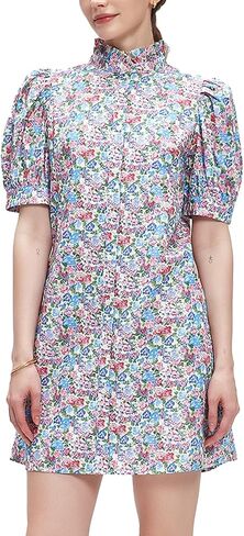 D-Sun Women's Summer Floral Mini Dress Short Sleeve Button Down Casual Boho Beach Shirt Mini Dress in Saudi Arabia