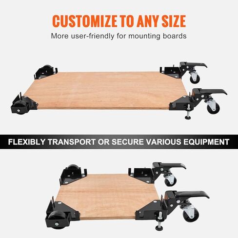 VEVOR Adjustable Universal Mobile Base 700 LBS Load-Bearing Capacity Heavy-Duty Mobile Base Rolling Mobile Base with Locking Levers, Used for Mobilizing Woodworking Equipment, Fridge, Washing Machine in Saudi Arabia