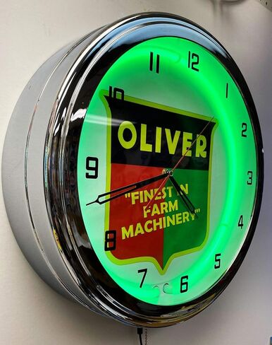 16 "Oliver جرار الحنين إلى الخضراء كهف Green Neon Wall Clock Cave in Kuwait