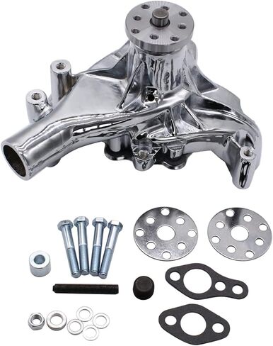 1 SET SHLPDFM Chrome High Volume Aluminum Long Water Pump Fits for Small Block Chevy SBC 283 327 350 383 400 V8 in Saudi Arabia