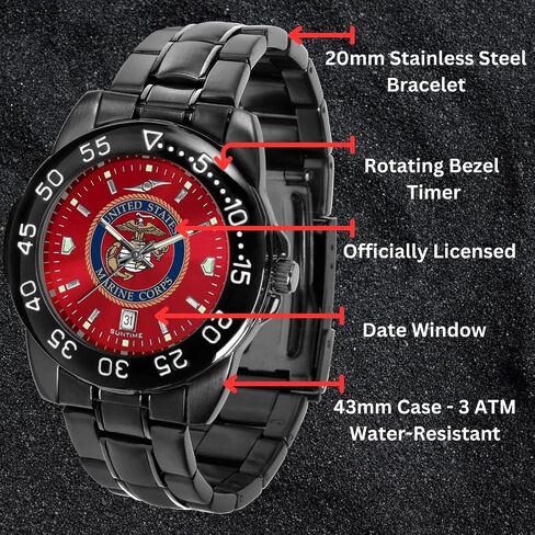 Suntime Men Men United States 43mm Watch - Fantom Sport anochrome - 20 مم فرقة من الفولاذ المقاوم للصدأ الأسود in Saudi Arabia