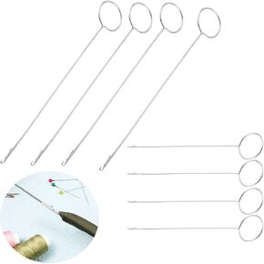 Loop Turner, 8PCS, 2 Sizes, Sewing Loop Turner Hook Stainless Steel Long Loop Turner with Latch for Fabric Tube Straps Belts Strips DIY Sewing Accessories, Tube Turner Long 10.4Inch and Short 7Inch