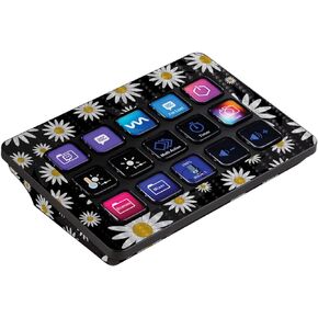 MightySkins Carbon Fiber Skin Compatible with Elgato Stream Deck MK.2 - Daisies | Protective, Durable, and Unique Vinyl Decal wrap Cover | Easy to Apply, Remove, and Change Styles | Made in The USA
