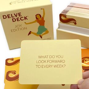 Boredwalk Delve Deck Joy Edition Conversation Cards for Couples, Family and Friends - Question Cards - Gratitude Practice Game for Adults - Positive Thinking Icebreaker