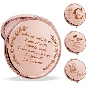 Personalized Gifts for Women Compact Mirror Custom Engraved Travel Makeup Mirror Unique Birthday I Love You Gifts Pocket Mirror