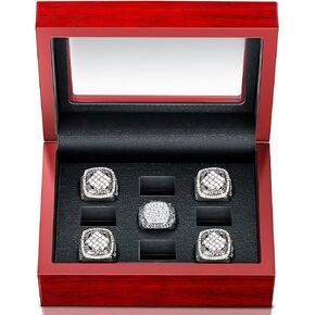 Championship Ring Display Case Wooden Ring Display Case Box Baseball Ring Holder Trophy Case for Multiple Rings Softball Sports Rings, 9 Holes