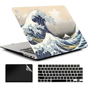 Compatible with MacBook Air 13 Inch Case 2022 2021 2020 Release A2337 M1/A2179 with Retina & Touch ID, Plastic Hard Shell Case & Keyboard Cover & Screen Protector - White Marble