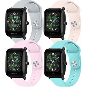 4 PACK Bands for Amazfit GTS 4 / GTS 4 Mini / GTS 3 / GTS / GTS2 / GTS 2e / GTS 2 mini Band Women Men, 20mm Quick Release Soft Silicone Sport Replacement Watch Strap for Amazfit Bip 3 Pro / Bip 3 / Bip U Pro / Bip / Bip Lite / Bip S / Bip S lite / Bip U