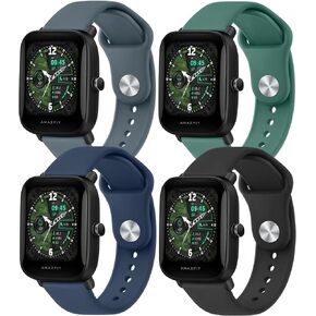 4 قطع من الأربطة لـ Amazfit GTS 4 / GTS 4 Mini / GTS 3 / GTS / GTS2 / GTS 2e / GTS 2 شريط صغير للنساء والرجال، حزام ساعة بديل رياضي من السيليكون الناعم سريع التحرير 20 مم لـ Amazfit Bip 3 Pro / Bip 3 / Bip U Pro / بيب / بيب لايت / بيب اس / بيب اس لايت / ب