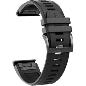 Fenix 5X Plus Silicone Watch Band,YOOSIDE 26mm Quick Fit Silicone Sport Waterproof Replacement Watch Band Strap Garmin Fenix 5X/5X Plus /D2 Charlie/Fenix3/3 HR/Quatix 3/Tactix Bravo (Black)