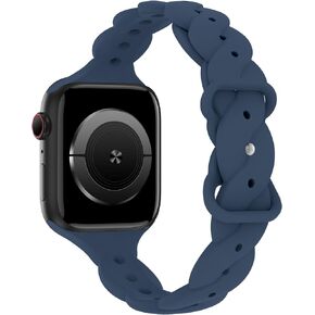 Acrbiutu Silicone Braided Bands Compatible with Apple Watch 38mm 40mm 41mm 42mm 44mm 45mm 49mm, Slim Thin Replacement Sport Strap Wristbands for iWatch Series 9/8/7/6/5/4/3/2/1 Ultra/2 SE Women Men
