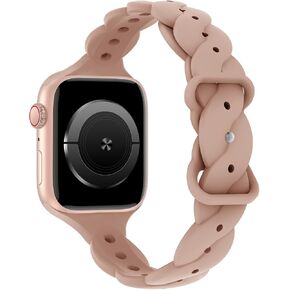 سوار مضفر من السيليكون متوافق مع ساعة Apple 38 مم 40 مم 41 مم 42 مم 44 مم 45 مم 46 مم 49 مم للنساء، حزام رياضي بديل رفيع لسلسلة iWatch 11/10/9/8/7/6/5/4/3/2/1 Ultra SE، أسود in Kuwait
