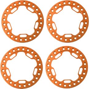 4Pcs 1.9in Beadlock Wheel Rings, CNC Machining Aluminum Alloy RC Wheel Rings Rims for 1:10 RC Crawler Car 2 Colors(Orange)