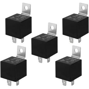 5 Pieces 4 Pin Car Relay, 24V 40A SPST Automotive Relay with Metal Mounting Bracket, for Car Truck Boat (Black)