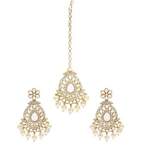 مجموعة حلق كوندان الزفاف الهندي التقليدي المطلي بالذهب ومجموعة ماانج تيكا للنساء (SJE_40) in Kuwait