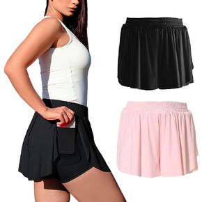 2 Pack Womens Butterfly Shorts Flowy Skirts