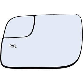 Driver Side Mirror Glass Assembly With Plastic Backing Plate Heated Compatible with 2011-2019 Ford Explorer, 2013-2021 Police Interceptor
