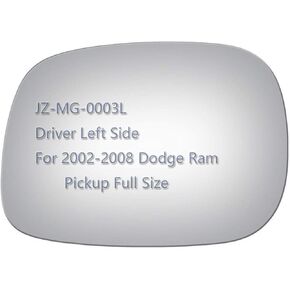 Side Mirror Glass fit for 02-08 Dodge Ram 1500 Ram 2500 Van 3500 4500 Driver Side Pickup Truck, Flat Left LH Including Adhesive (Non Towing Mirror Glass) (Non Heated)