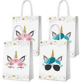 16 PCS Party Favor Bags for Unicorn Birthday Party Supplies, Party Gift Goody Treat Candy Bags for Unicorn Party Favors Decor Birthday Party Decor for Unicorn Party Girls Kids Birthday Decorations