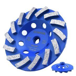 7 in. x 5/8-11 in. Threaded Arbor 24 Segments Diamond Turbo Grinding Cup Wheel, 7 Inch Diamond Cup Grinding Wheel for Granite Marble Concrete (5/8"-11 Threaded)