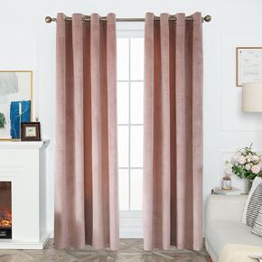 FY FIBER HOUSE Vertical Standards Super Soft Luxury Velvet Vintage Curtains Room Darkening Window Panels for Bedroom Living Room Office Nursery 52Wx63L Inch Grommet Set of 2 Beige