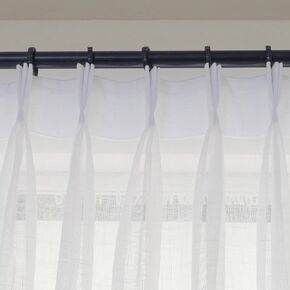 Personalized Cream White Linen Like Custom Triple Pinch Pleated French Pleats Sheer Curtains Window Treatment Voile Drapes Living Room Kitchen (Cream White, Custom (2 Panels))