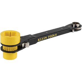Klein Tools KT155T 6-In-1 Lineman's Ratcheting Wrench with Bolt Through Design and Bright Yellow Socket