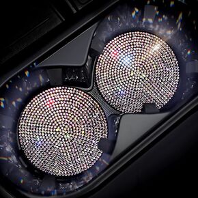 Bling Car Accessories Water Coaster for Women,Leopard Print Rhinestone Car Coasters, Drink Coasters 2.75in(2 pcs)