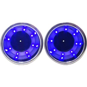 2 Pieces Stainless Steel Blue LED Cup Holder Drink Holder with Drain LED Marine Boat Rv Camper
