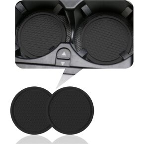 2 Pcs Car Cup Holder Coaster, PVC Car Coaster Car Interior Accessories, Universal Auto Anti Slip Cup Holder Insert Coaster, Suitable for Most Car Interior (Black)